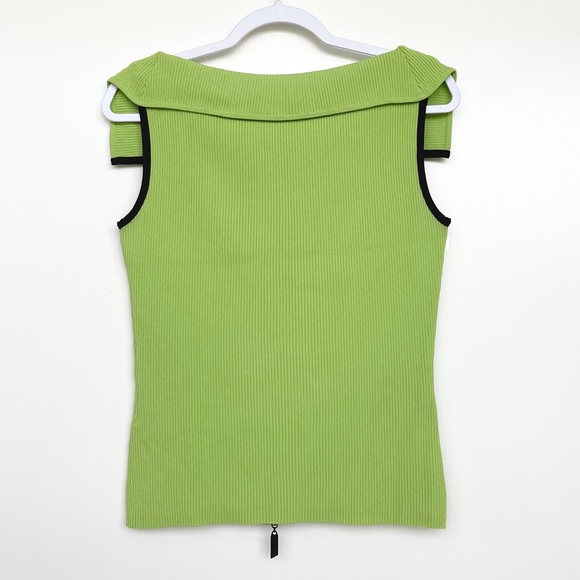 Fontana Knit Sequined Sweater Front Zip Sleeveless Stretch Textured Ribbed - Picture 4 of 9